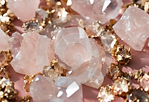 Expensive gemstones, diamonds, and gold ore in natural form.AI Generated